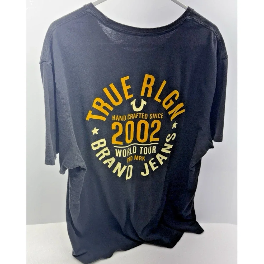 True Religion World‎ Tour Logo T Shirt Mens XXL Black Graphic Tee